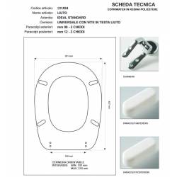 Copriwater Ideal Standard  LIUTO AZZURRO SUSSURRATO  Cerniera Cromo-Sedile-Asse Wc