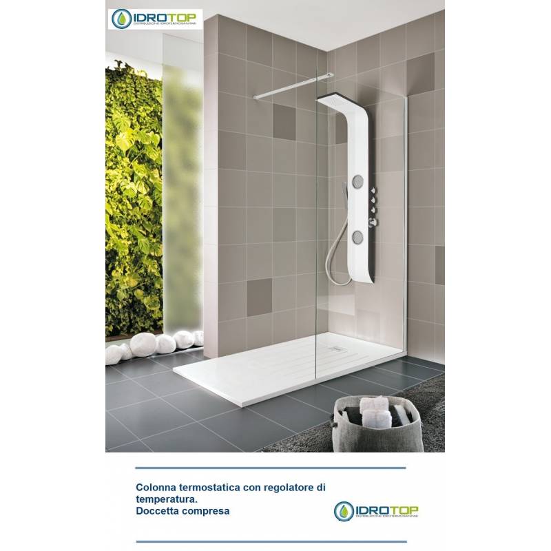 Colonna Doccia BRENTA Multifunzione Idromassaggio Alluminio Bianco Anodizzato 