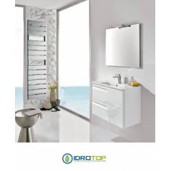 Mobile Bagno VITALE Bianco Sospeso 80cm con Lavabo in Ceramica-Specchio e Lampada