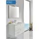 Mobile Bagno VITALE Bianco Sospeso 80cm con Lavabo in Ceramica-Specchio e Lampada