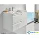 Mobile Bagno VITALE Bianco Sospeso 80cm con Lavabo in Ceramica-Specchio e Lampada