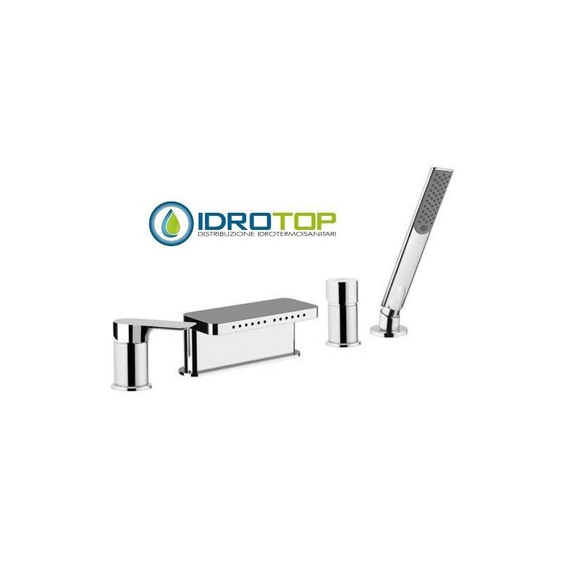 Miscelatore INFINITY BORDO VASCA con deviatore in Ottone Cromato Remer
