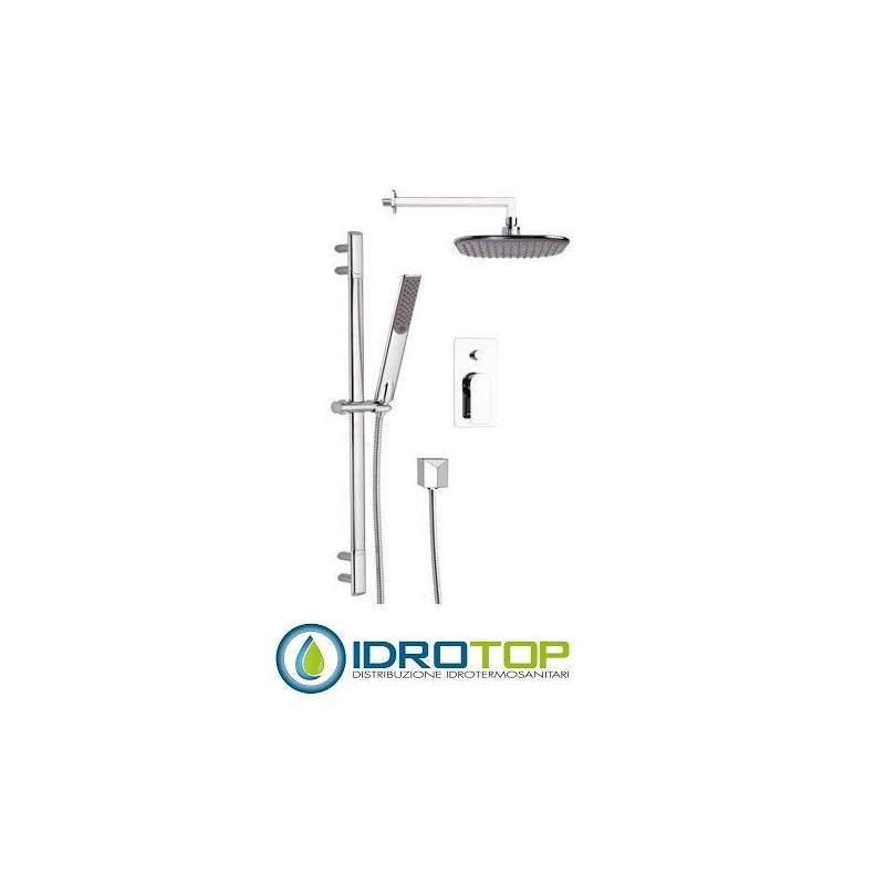 Miscelatore INFINITY Set doccia:SOFFIONE+MONOCOMANDO vasca/doccia+SALISCENDI in Ottone Cromato Remer
