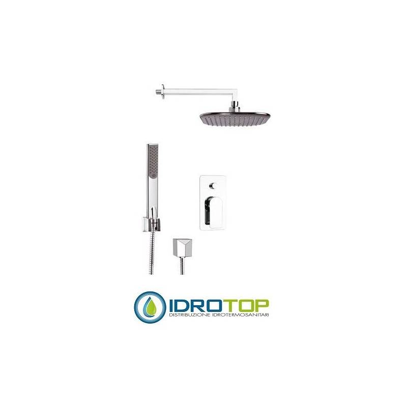Miscelatore INFINITY Set doccia:SOFFIONE+MONOCOMANDO vasca/doccia+SUPPORTO FISSO in Ottone Cromato Remer