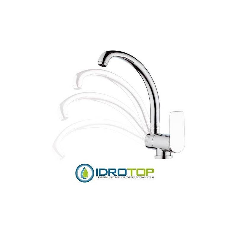 Miscelatore INFINITY LAVELLO MONOFORO 90' con BOCCA  ALTA per SOTTOFINESTRA  in Ottone Cromato Remer