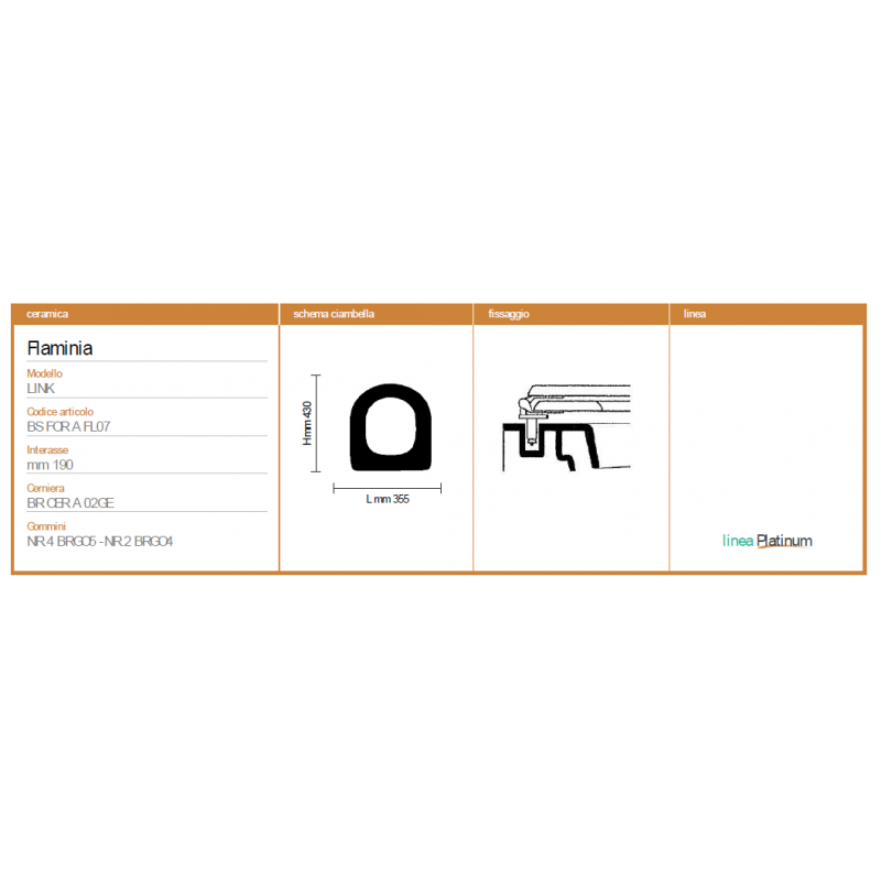 Copriwater Flaminia LINK BIANCO  Sedile Wc Coprivaso Asse In Legno