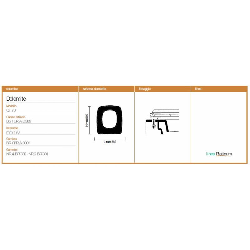 Copriwater Dolomite QT70 CHAMPAGNE Sedile Wc Coprivaso Asse