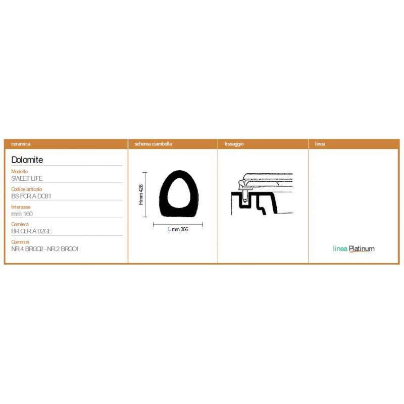 Copriwater Dolomite SWEET LIFE  NERO Sedile Wc Coprivaso Asse