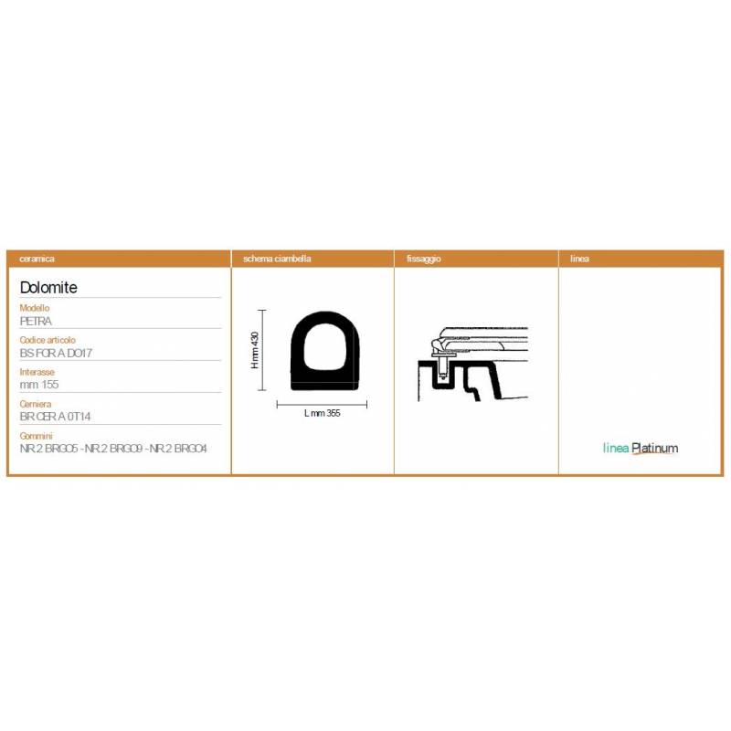 Copriwater Dolomite PETRA NERO Sedile Wc Coprivaso Asse