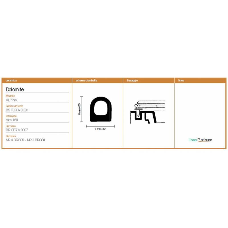 Copriwater Dolomite ALPINA BIANCO EUROPA  Sedile Wc Coprivaso Asse