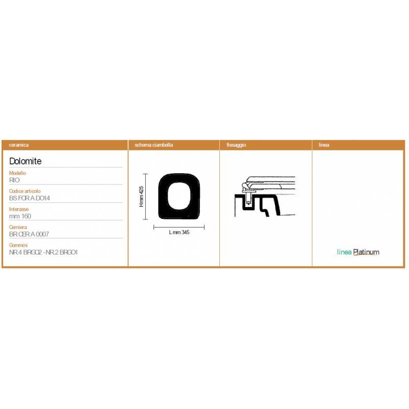 Copriwater Dolomite RIO NERO Sedile Wc Coprivaso Asse