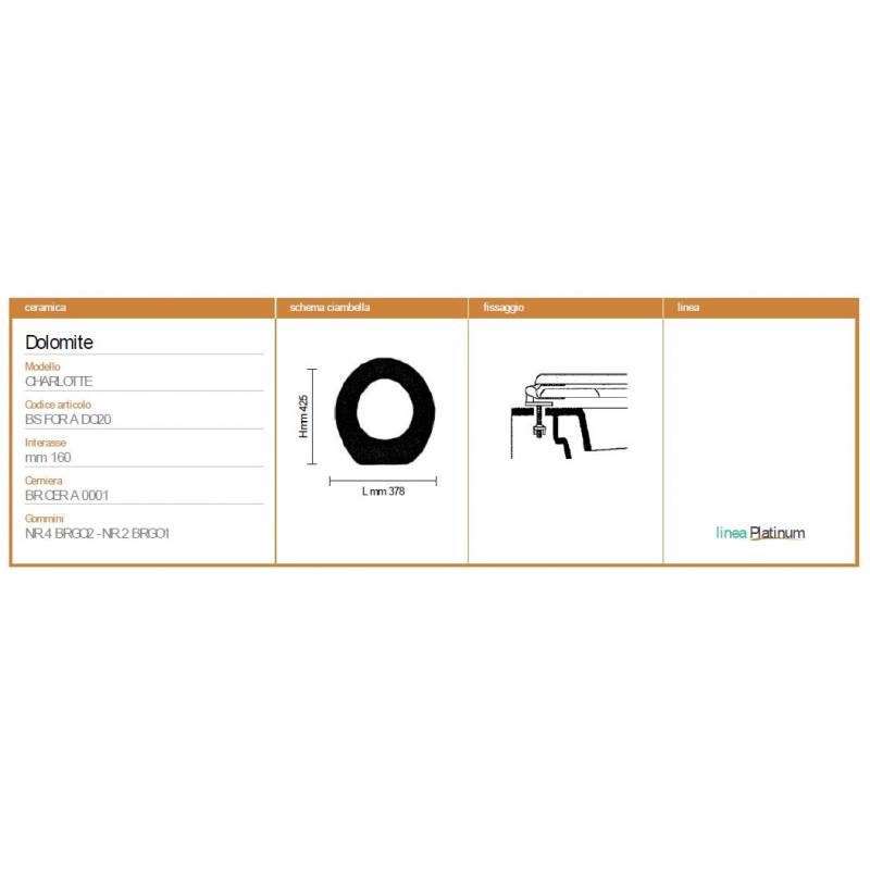 Copriwater Dolomite CHARLOTTE NERO Sedile Wc Coprivaso Asse