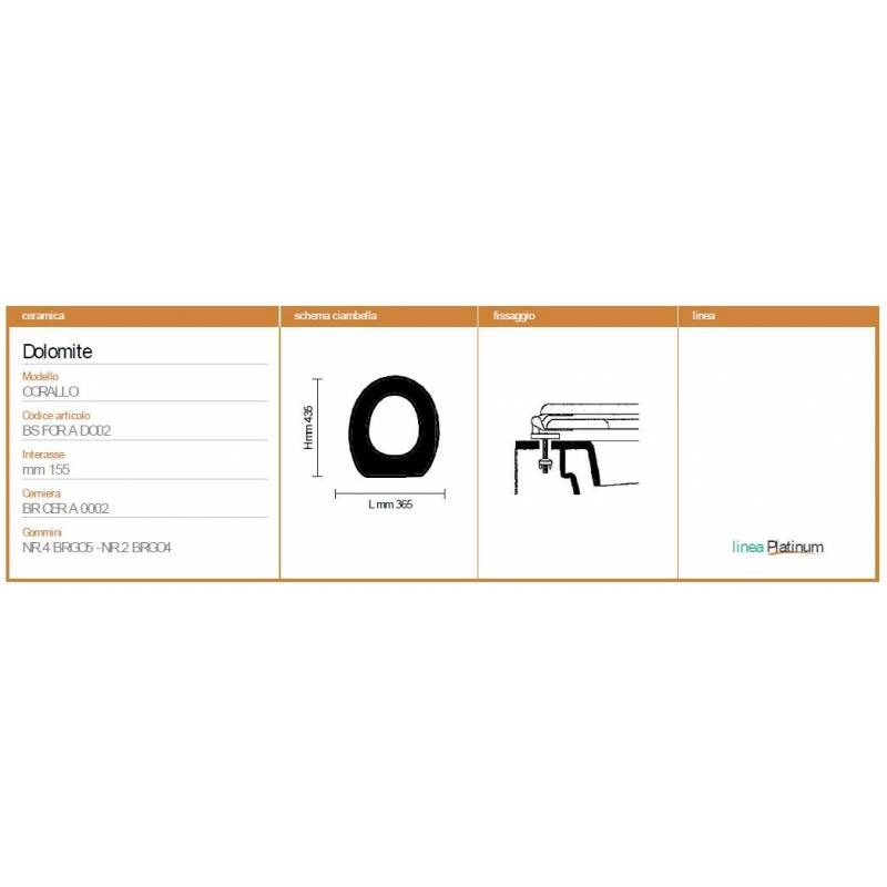 Copriwater Dolomite CORALLO  CHAMPAGNE Sedile Wc Coprivaso Asse