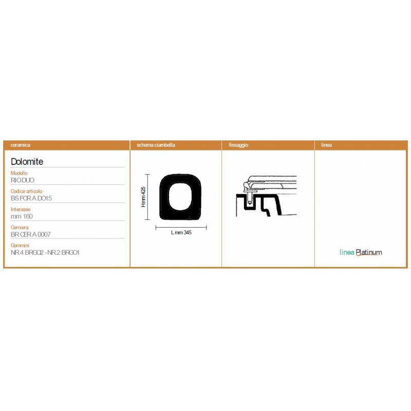 Copriwater Dolomite RIO DUO  BIANCO EUROPA  Sedile Wc Coprivaso Asse