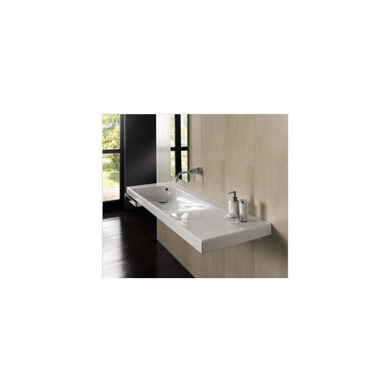 Lavabo Grandangolo G-130 in Ceramica. Possibilità di Installazione a Muro o a Parete 1300x500 Hatria