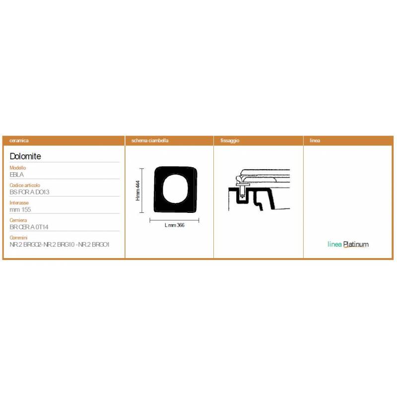 Copriwater Dolomite EBLA  NERO Sedile Wc Coprivaso Asse