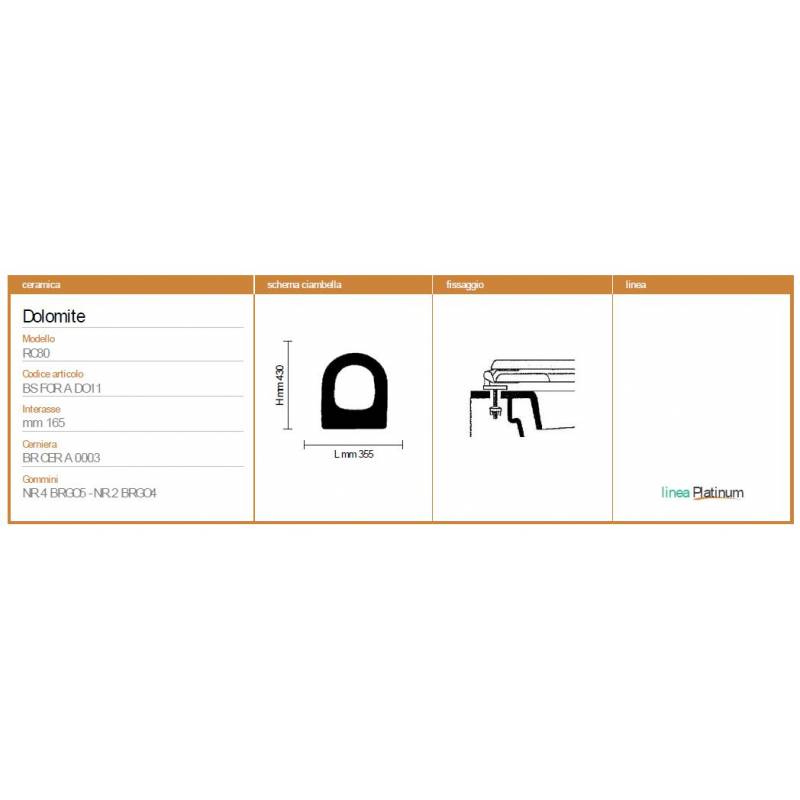 Copriwater Dolomite RC80 CHAMPAGNE Sedile Wc Coprivaso Asse