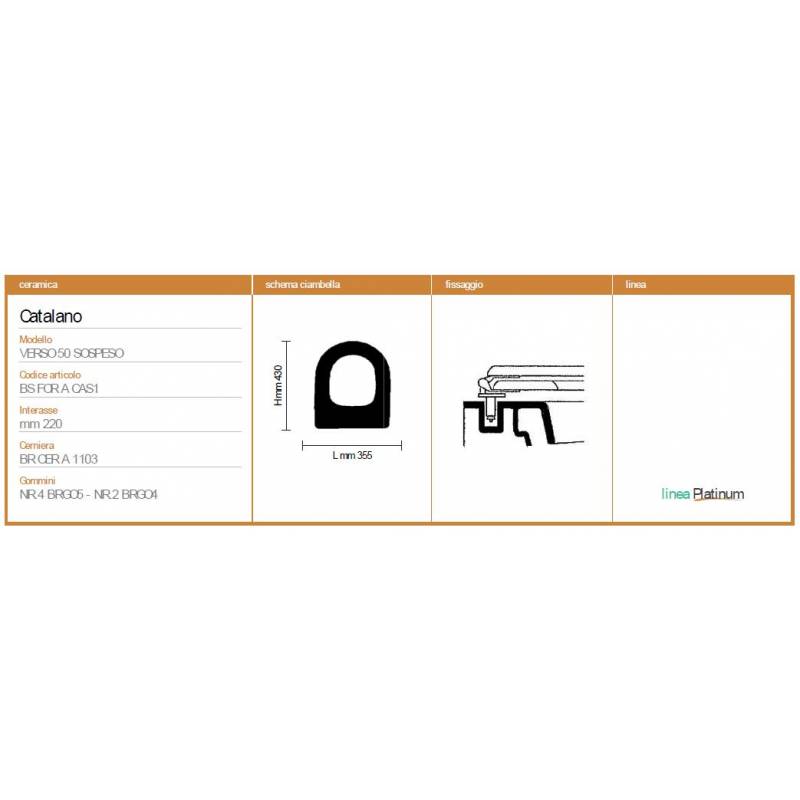 Copriwater Catalano VERSO 50 SOSPESO  BIANCO EUROPA Sedile Wc Coprivaso Asse 