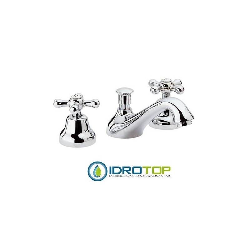 Miscelatore LIBERTY LAVABO 3 fori esterno con scarico Cromato Remer