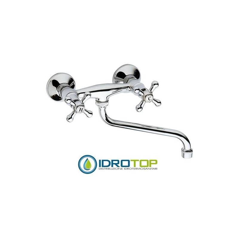 Rubinetto LIBERTY Gruppo LAVELLO a MURO con CANNA INFERIORE Cromo Remer