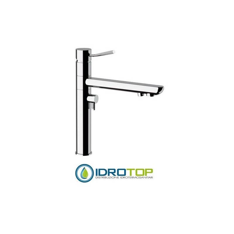 Miscelatore MINIMAL LAVELLO a 3 VIE di ingresso con bocca girevole Cromato Remer