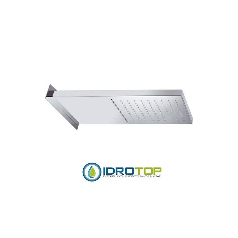 Soffione Doccia a PARETE 50x20 cm, 2 getti,normale o cascata Inox Lucidato Remer