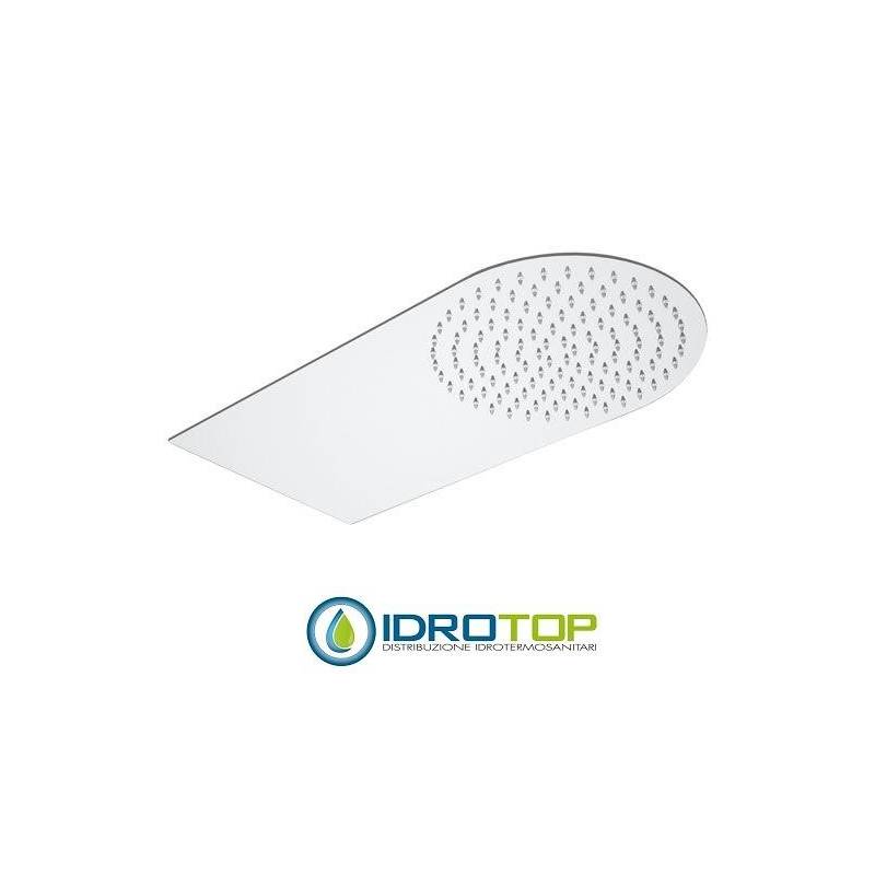 Soffione Doccia Stondato ULTRAPIATTO a PARETE 50x25 cm Inox Lucidato Remer
