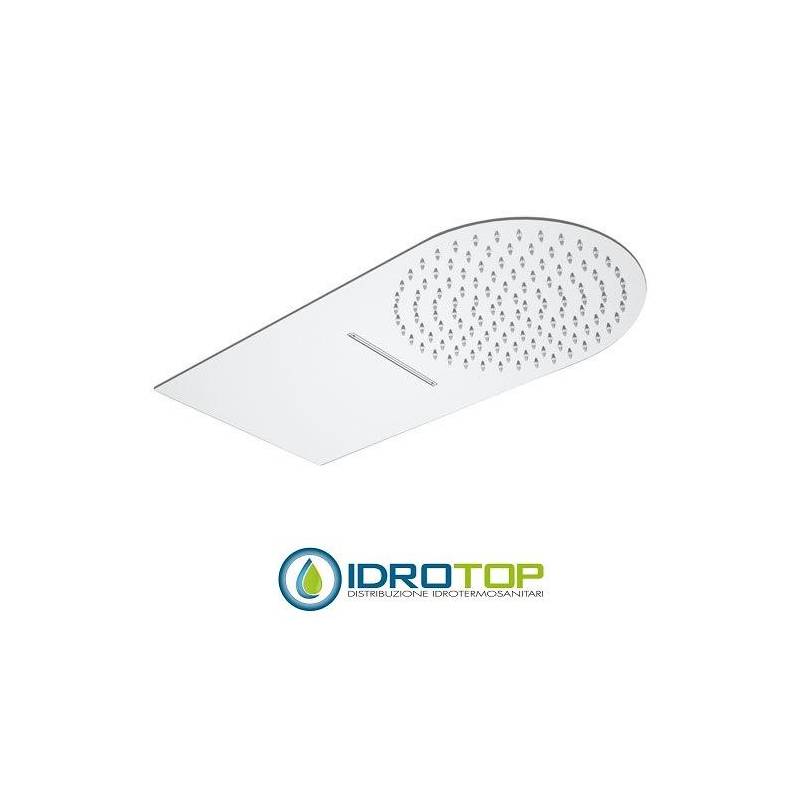 Soffione Doccia Stondato ULTRAPIATTO a PARETE 50x25 cm Inox Lucidato Remer