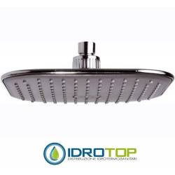 Soffione Doccia QUADRATO cm 20x20 con angoli arrotondati,147 getti in silicone autopulente e anticalcare,ultrapiatto ABS CROMATO
