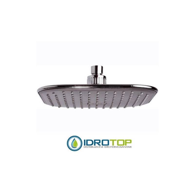 Soffione Doccia QUADRATO cm 20x20 con angoli arrotondati,147 getti in silicone autopulente e anticalcare,ultrapiatto ABS CROMATO