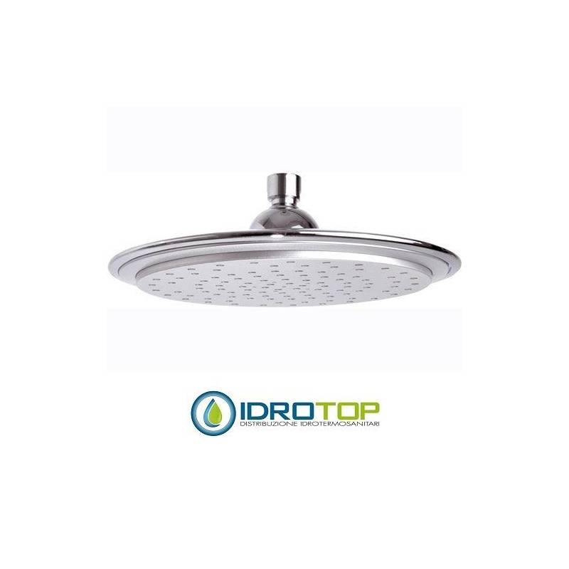 Soffione Doccia LUNA a pioggia diam.24 cm ultrapiatto con 104 getti in silicone anticalcare a snodo Abs Cromato-Satinato Remer