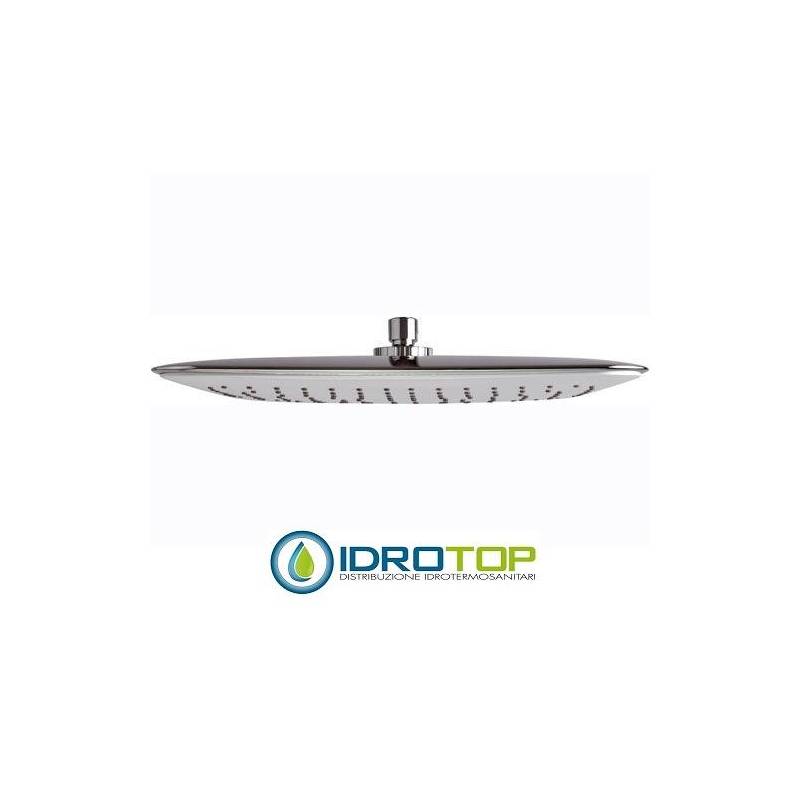 Soffione Doccia RETTANGOLARE 35x25 con 140 getti in silicone autopulenti e anticalcare, bianco lucido e cromato Abs Bicolore Rem