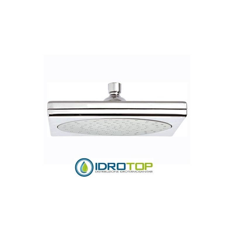 Soffione Doccia SQUARE 23x23 cm con 104 getti in silicone anticalcare Ottone Cromato-Satinato 