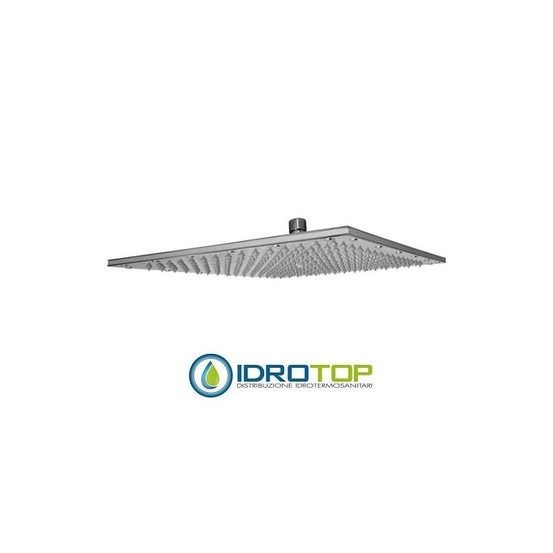 Soffione Doccia a PIOGGIA QUADRATO piatto 35x35cm con 225 getti in silicone anticalcare, a snodo Ottone Cromato Remer