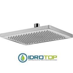 Soffione Doccia a PIOGGIA RETTANGOLARE 24x14 cm a snodo, con 128 getti in silicone anticalcare Ottone Cromato Remer