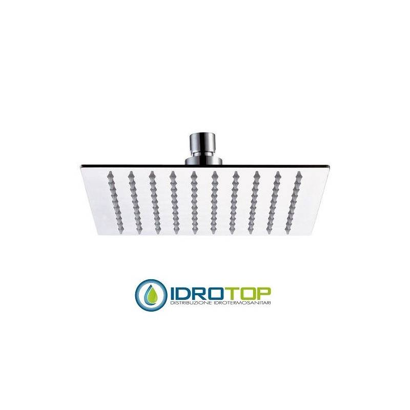Soffione Doccia 20x20 cm Ultrapiatto in acciaio Inox Lucidato Remer
