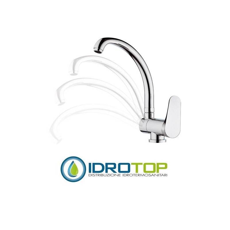 Miscelatore CLASS LINE  LAVELLO monoforo 90' con bocca alta tipo lusso modello sotto finestra  Cromato Remer