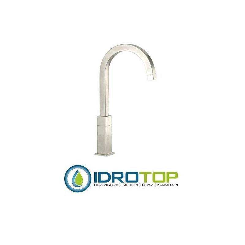 Miscelatore 304 INOX LAVELLO con bocca alta girevole quadrata Inox Remer
