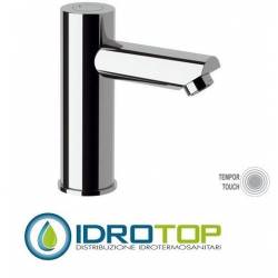 RUBINETTO TEMPOR TOUCH LAVABO temporizzazione elettronica, minimale quadrato, cromato Remer