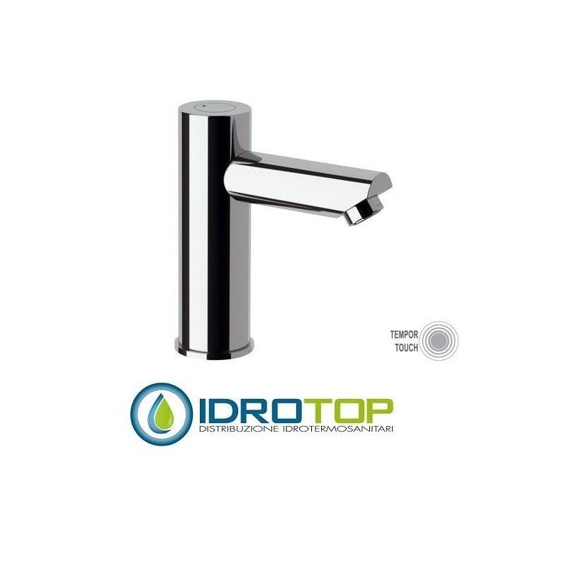 RUBINETTO TEMPOR TOUCH LAVABO temporizzazione elettronica, minimale quadrato, cromato Remer