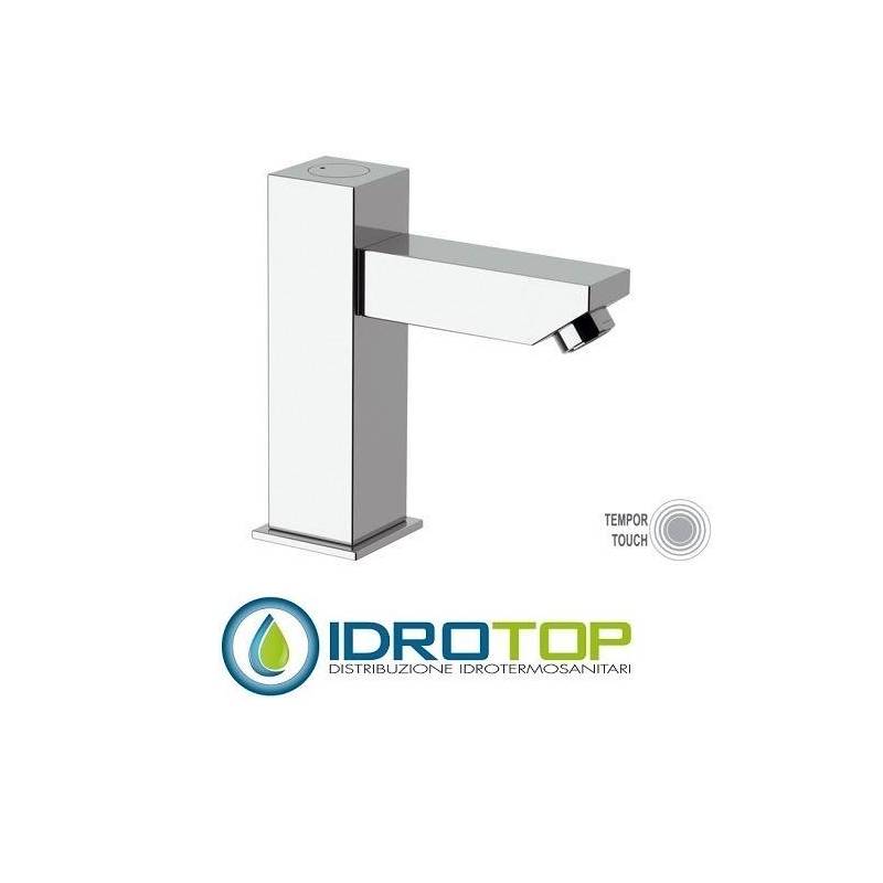 RUBINETTO TEMPOR TOUCH LAVABO temporizzazione elettronica, minimale tondo, cromato Remer