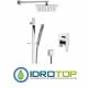 SET DOCCIA QUBIKA soffione 20x20 inox, braccio 30 cm con doccetta, saliescendi, flessibile, miscelatore e presa acqua cromatoin