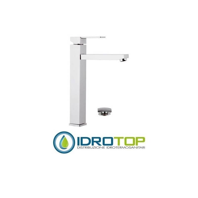 Miscelatore QUBIKA  LAVABO alto L con Scarico Click-Clack cromato Remer