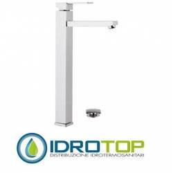 Miscelatore QUBIKA  LAVABO extra Alto XL con Scarico Click-Clack cromato Remer