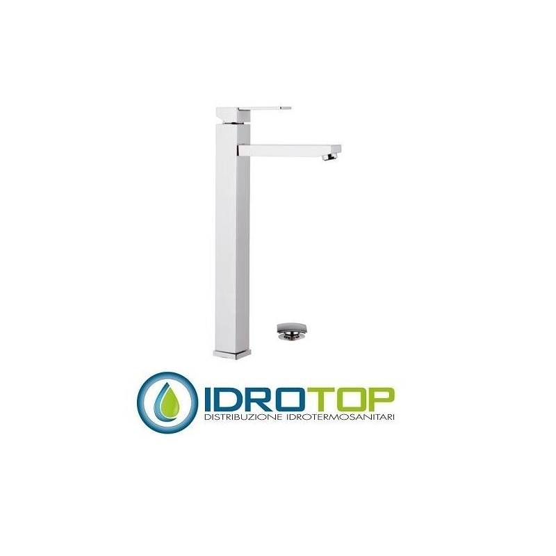 Miscelatore QUBIKA  LAVABO extra Alto XL con Scarico Click-Clack cromato Remer