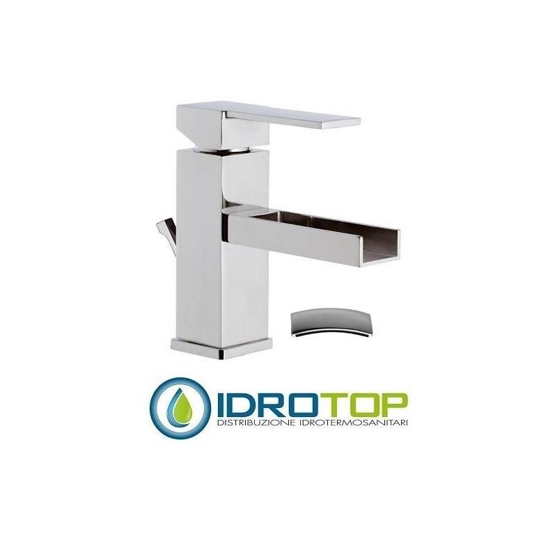 Miscelatore QUBIKA  CASCATA LAVABO  con scarico cromato Remer