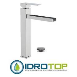 Miscelatore QUBIKA  CASCATA LAVABO alto L con scarico Click-Clack cromato Remer