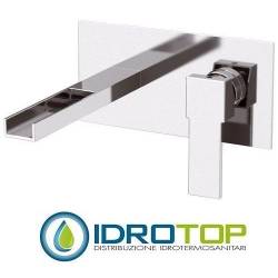 Miscelatore QUBIKA  CASCATA LAVABO a incasso con piastra rettangolare in ottone cromato Remer