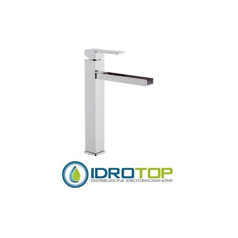 Miscelatore QUBIKA  CASCATA LAVABO alto L senza scarico cromato Remer