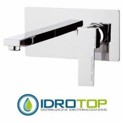 Miscelatore QUBIKA  LAVABO a incasso,con piastra rettangolare in ottone e bocca qubika lunghezza 18 cm cromato Remer